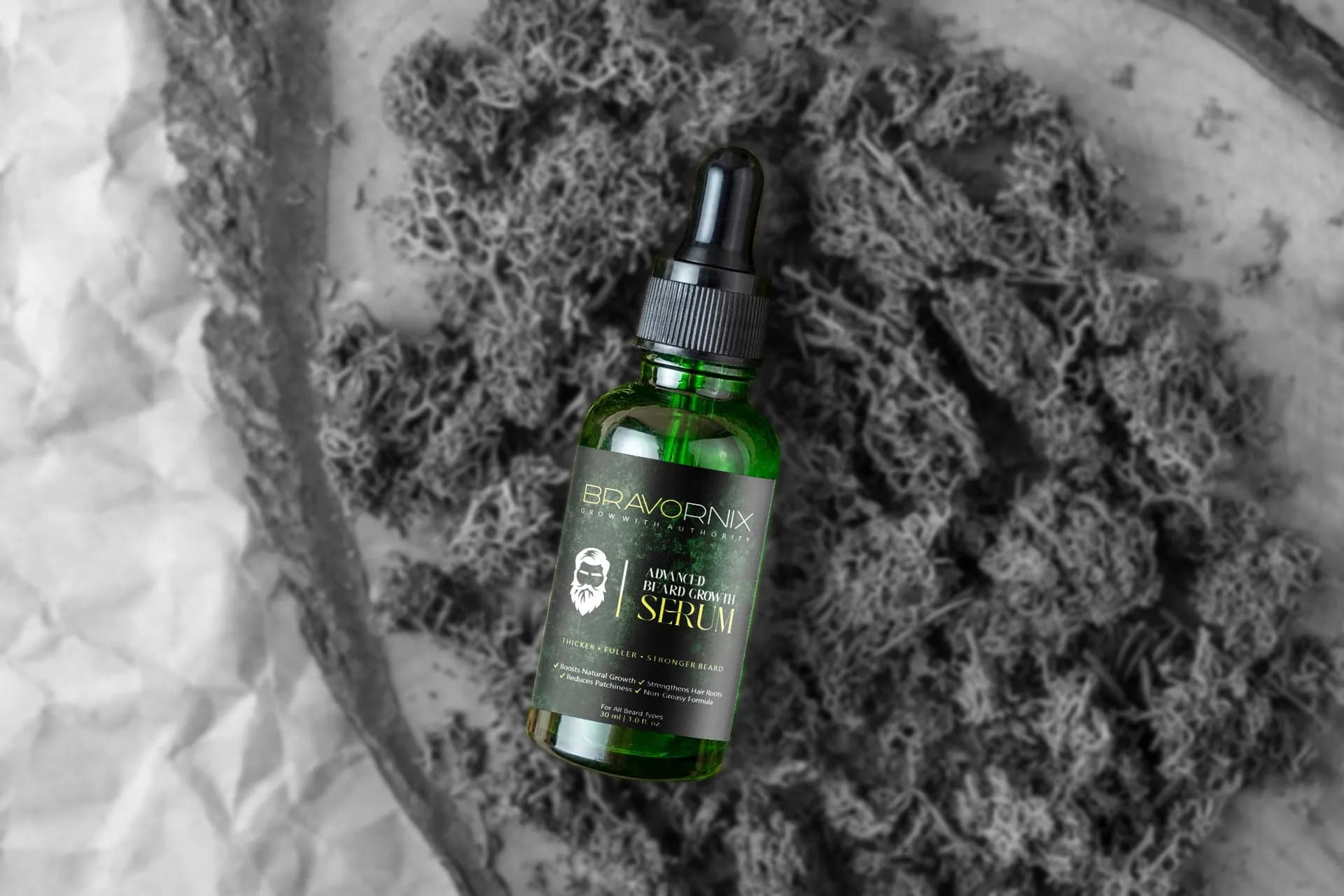 Bravornix beard growth serum packaging