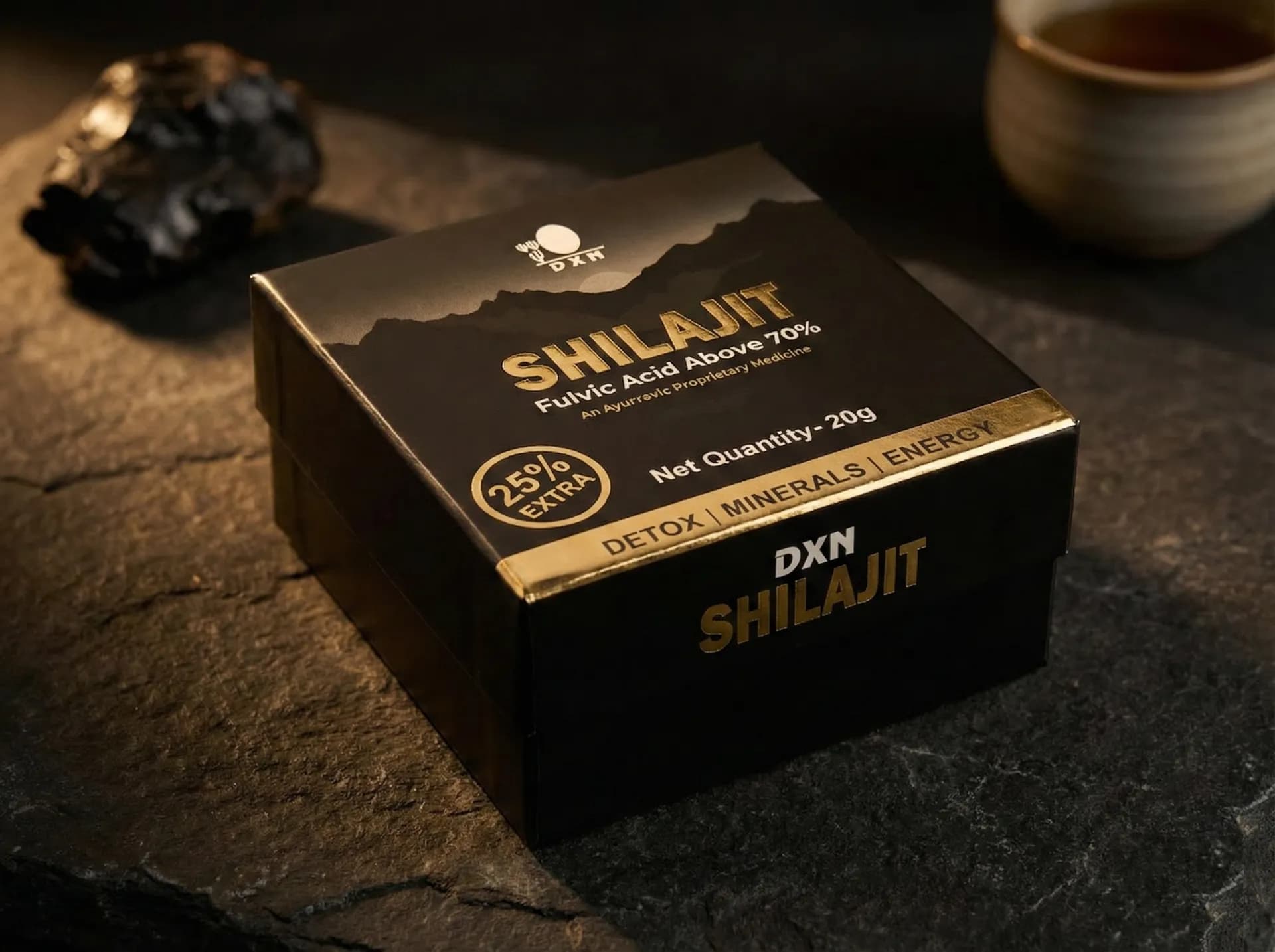 DXN Shilajit premium wellness packaging