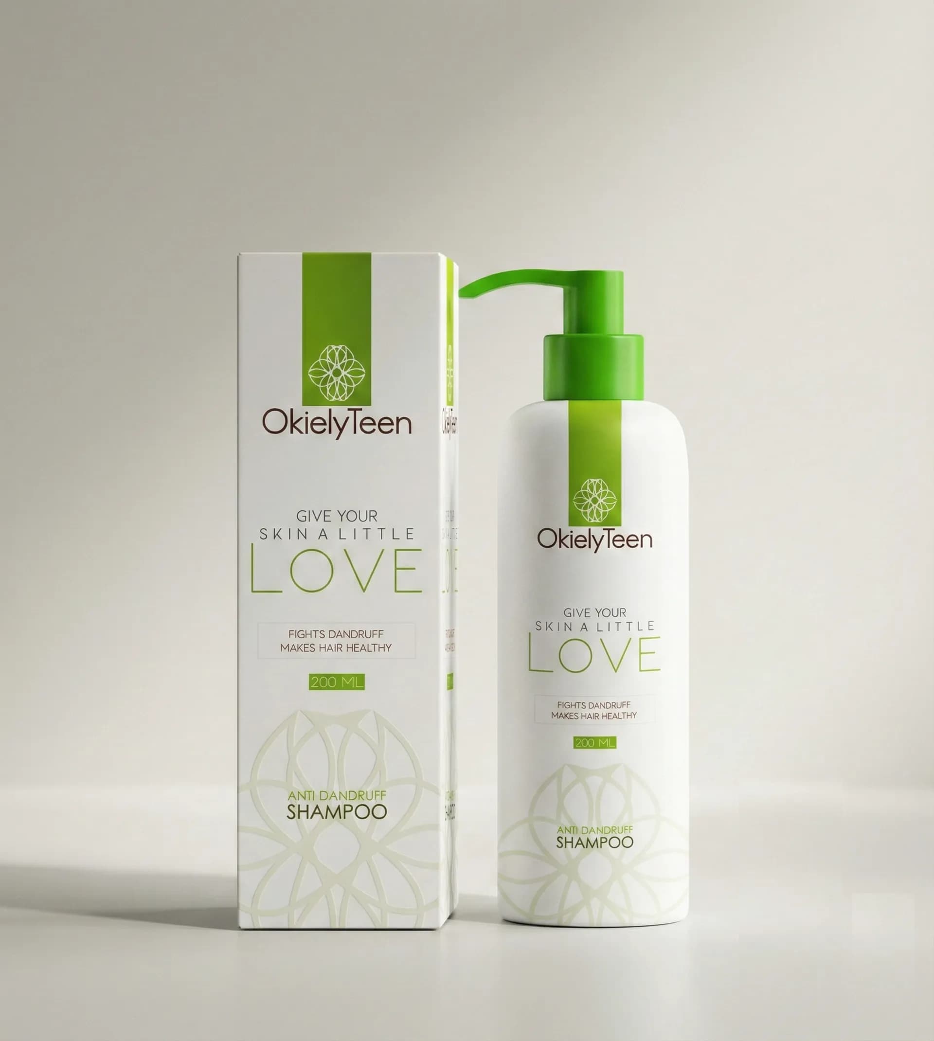 OkielyTeen anti-dandruff shampoo packaging
