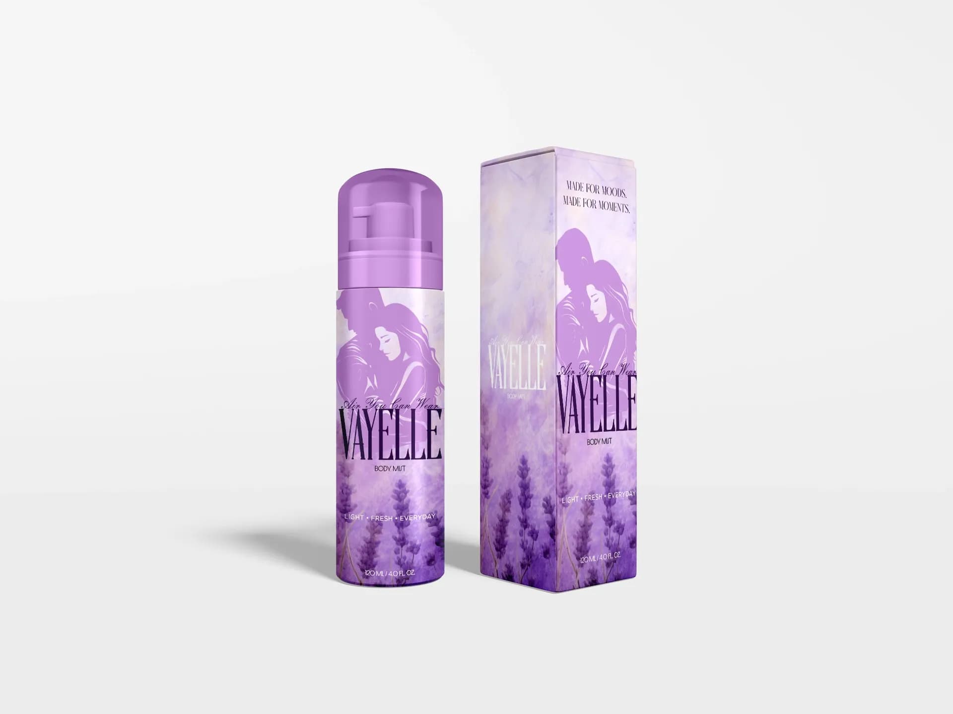 Vayelle body mist packaging design