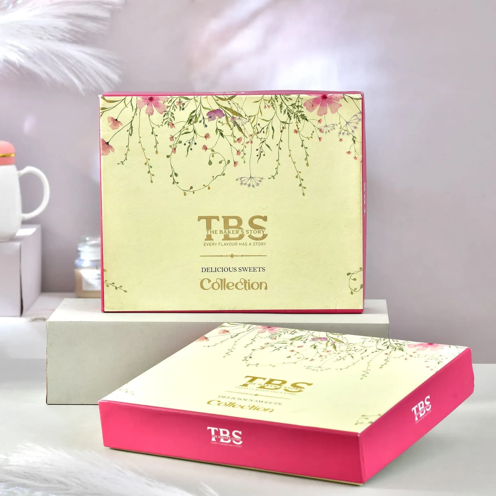TBS Delicious Sweets Collection, cream and pink floral colorway